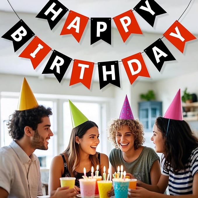Happy Birthday Banner Sign, Birthday Garland Wall Door Hanging Banners Flag - Image 4