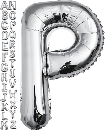 40 inch Silver Letter P Balloon, Big Size Alphabet Foil Mylar Helium Balloons by VHUWE