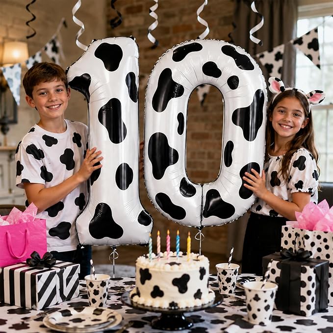40 Inch Cow Print Numbers 9 Balloons, Large Self Inflating Farm Digital 9 - Image 7