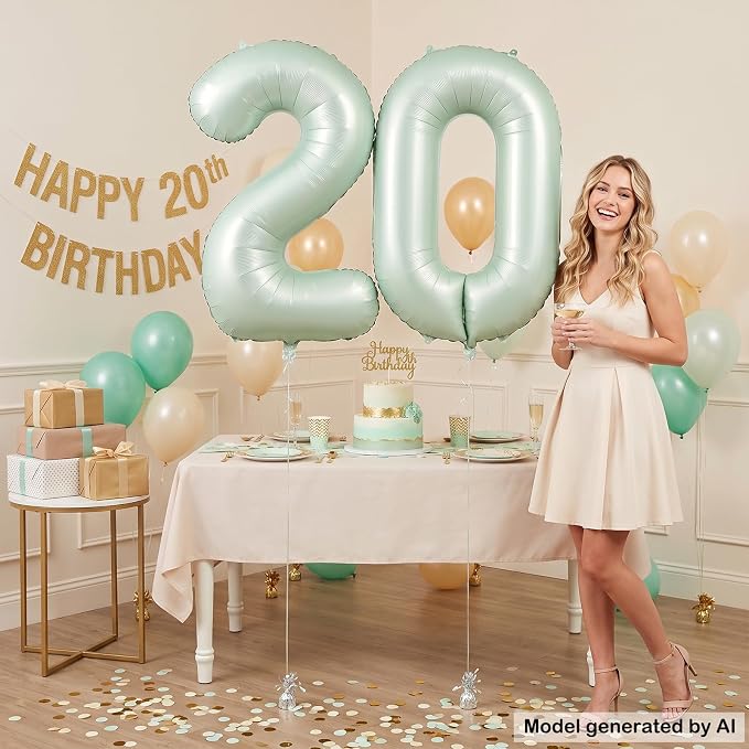 40 Inch Olive Green Number 20 Balloon - Image 5