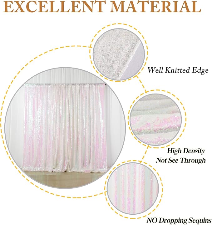 ShinyBeauty Iridescent White Backdrop Curtain 10Ft X 10 Ft Photograph Backdrops - Image 3