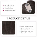 VERNA Hair Toppers for Women Real Human Hair 360°3D Cover Bangs Hair Clip,100% Real Human Hair Brown Black Clip in Bangs,Hair pieces Clip on Bangs for Daily Wear(5 * 9.5)