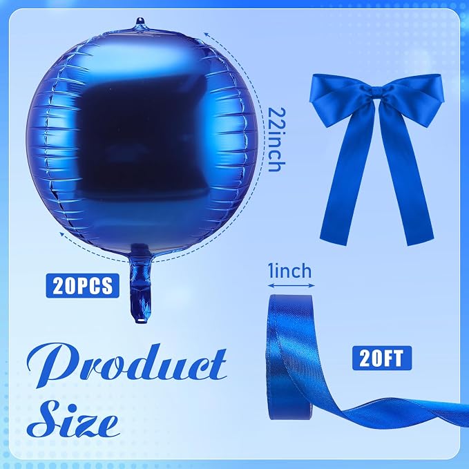 20 Pcs Metallic Navy Blue Foil Balloons Giant 22 Inch 4d Round Metallic Balloons - Image 2