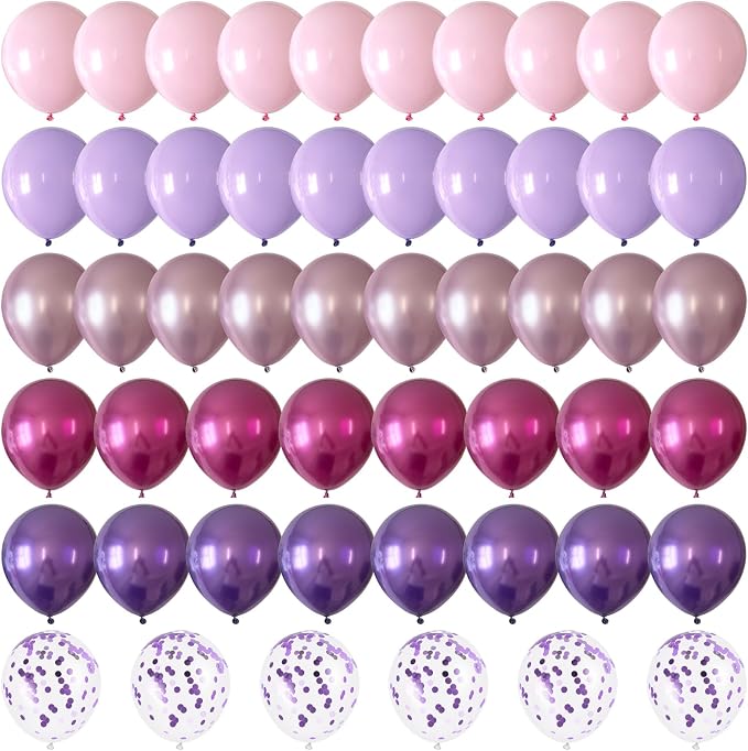 Pink and Purple Balloons 12 Inch 60 Pcs Metallic Purple Pink Hot Pink Latex by Searchbyoccasioncolorsize
