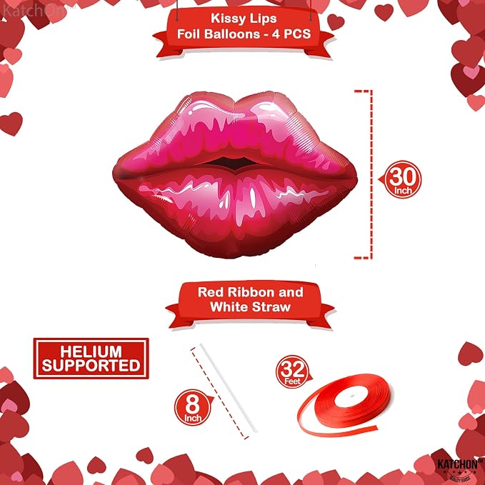 KatchOn Red Lip Foil Balloon 30 Inch - Image 2