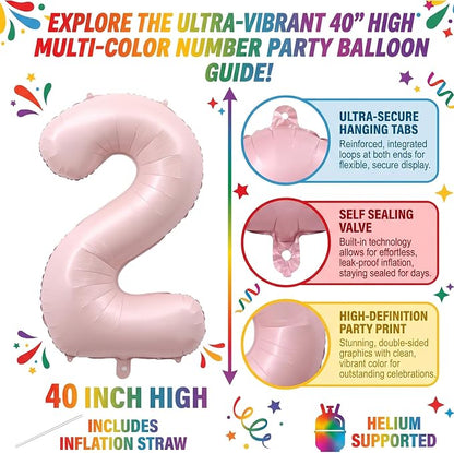 40 Inch Light Pink Foil Number 2 Balloon - Image 2