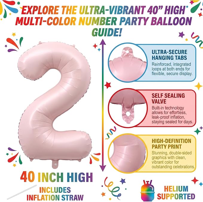 40" Light Pink Foil Number 20 Balloon - Image 2