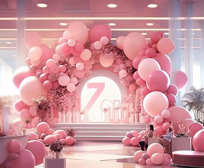 Dusty Hot Pink White Gold Balloon Garland Arch Kit, Graduation Party Decorations - Image 3