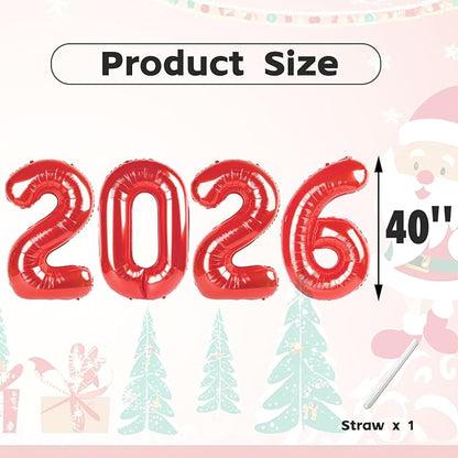2026 Balloon Numbers Party Decorations, 40In Red Balloons | Eye-catching - Image 4