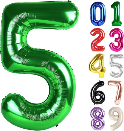 5 Balloon - Green Birthday Number Balloons, 40 Inch Decorations Men Women | by ALPHADELTAPI