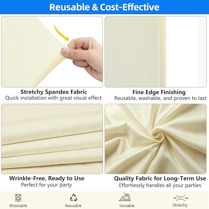 Hemmotop Stretchy Beige Arch Backdrop Cover Set, 3-Piece | Wrinkle-Free - Image 4
