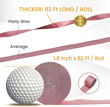 PartyWoo Rose Gold Baby Metallic Pink Crepe Paper Streamers 6pcs 492 FT | - Image 3