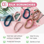 6Pcs Silk Hair Ties Small 22 Momme 100% Pure Mulberry Silk Scrunchies for Women Girls Thin Skinny Hair Sleep Scrunchies No Damage(Color 06)
