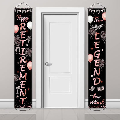 Boao Retirement Porch Sign Door Hanging Banner, Retirement Banner the Legend by Boao