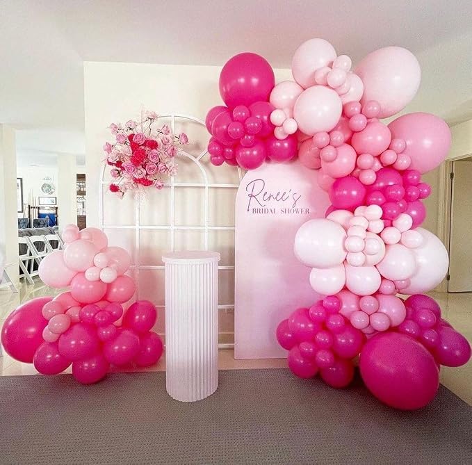 KBZVNAF Pink Latex Balloon Set 60 Packs 12 Inches | Metallic Chrome, Hot Pink - Image 5