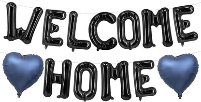 Welcome Home Balloons Navy Blue Black, 16Inch Welcome Home Foil Balloons Banner by Xinvery