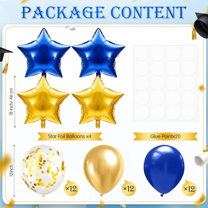 Lunmon 4 Sets Navy Blue Gold Balloons Centerpieces - Image 2