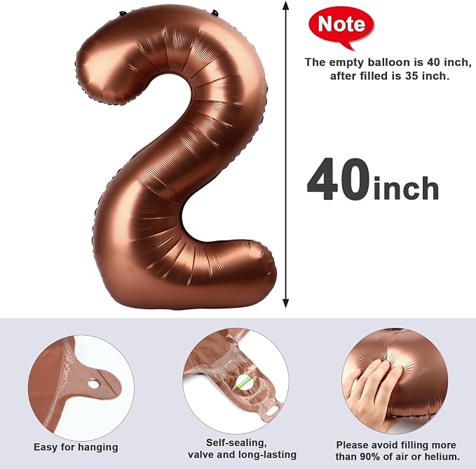 Number Balloons 40 Inch Coffee 2 Balloon - Image 5