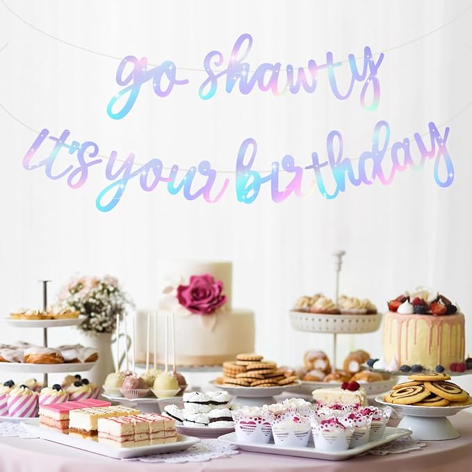 BEISHIDA Iridescent Go Shawty It's Your Birthday Banner - Image 6