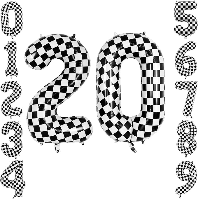40" Checkered Number 20 Balloon by TNCDJKPA