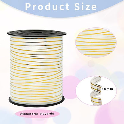 White Gold Rimmed Curling Ribbon, 219 Yard Ribbon, Curling Ribbon, Ribbon - Image 2