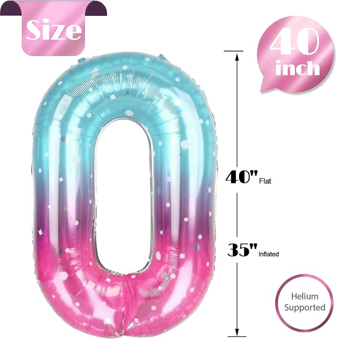 Starry Sky Number 0 Balloon 40 Inch, 0th Birthday Decorations Men Women | Foil - Image 5