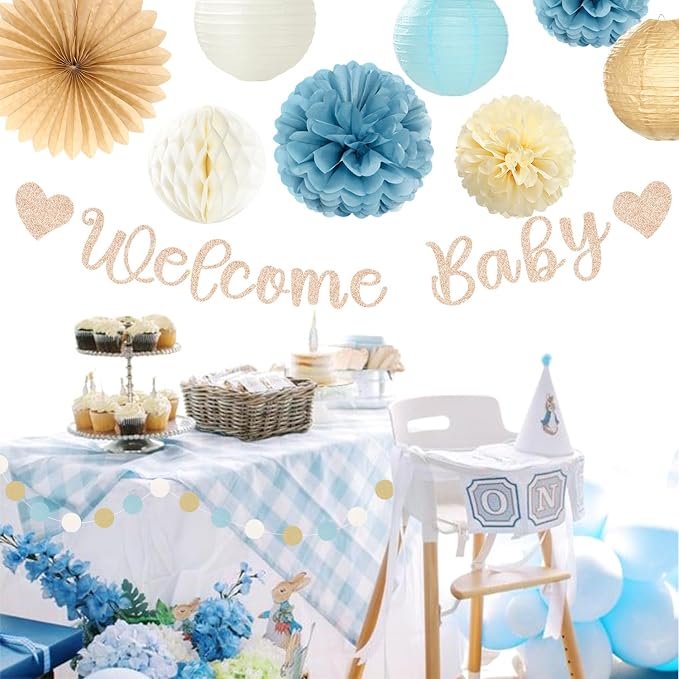 Light-Dusty Blue Boho Baby Shower Party-Decorations - Image 5