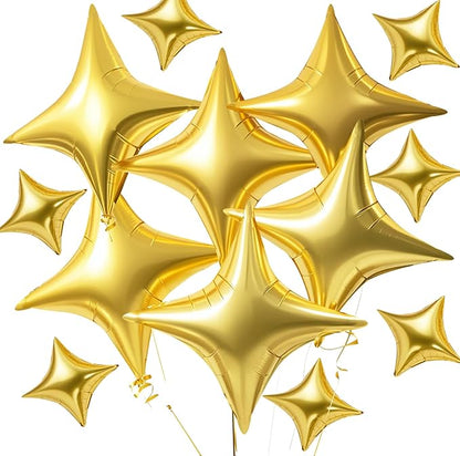 TONIFUL 30 Pcs Four Pointed Star Balloon 26In & 10In Gold Foil Balloon | Helium by TONIFUL