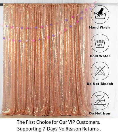 ShinyBeauty 4FT x 7FT Rose Gold Sequin Backdrop | Photo Booth Background | - Image 5