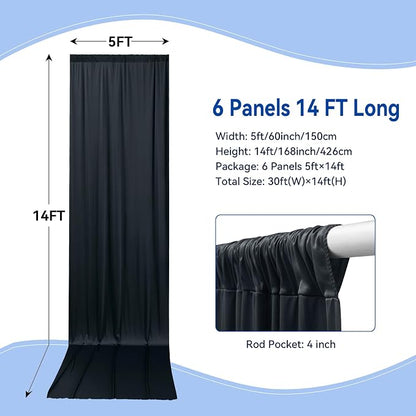 30×14ft Wrinkle Free Black Backdrop Curtain - Image 2