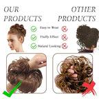 Large Messy Bun Hair Piece Curly Synthetic Extensions Scrunchies Fake Chignon Updo Hairpieces for Women Light Golden Brown