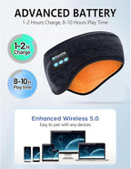 Bluetooth Headband Headphones Double-Layer Ear Warmer for Men Women Winter Cold Weather Wireless Music Thick Fleece Lined Ear Muffs Outdoor Sports Running Cycling (Blue)