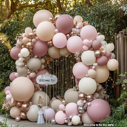 Dusty Pink Beige Rose Balloon Garland Double Stuffed | Mauve Light Pink Blush - Image 5