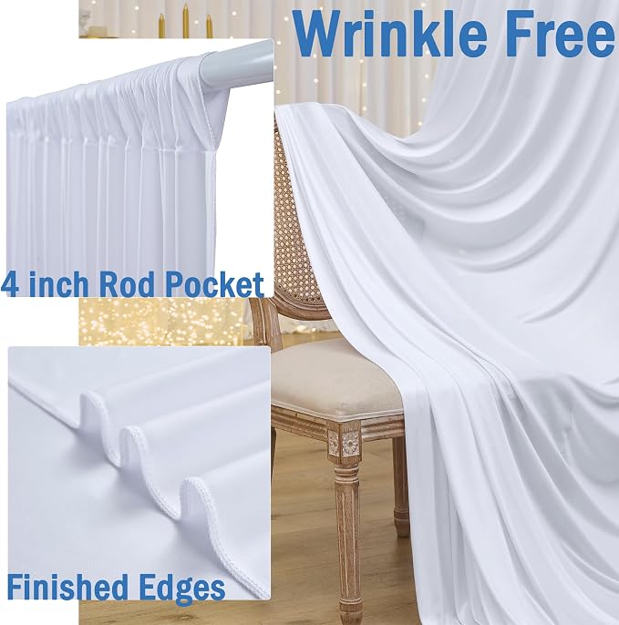 12ft x 10ft White Backdrop Curtains - Image 5