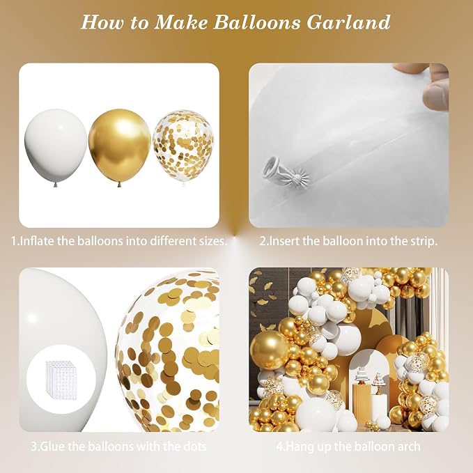 White and Gold Balloons Arch Kit, Engagements, Bridal Shower, Anniversary - Image 4