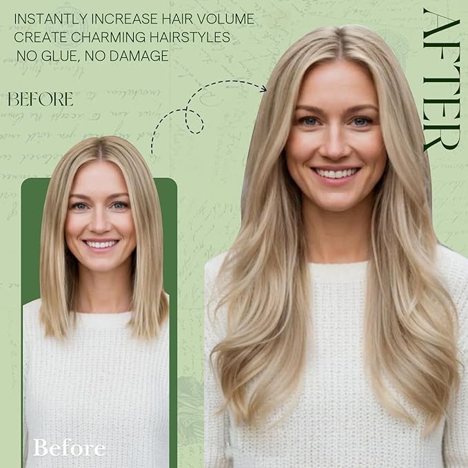 RUNATURE Clip in Hair Extensions Real Human Hair Blonde Highlight 18 Inch Real Human Hair Clip in Extensions 120g Blonde Hair Extension Clip Ins Human Hair Extension Full Head Double Weft 7pcs