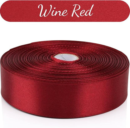 Nsilu 1 inch, Wine Red Ribbon for Gift Wrapping 50 Yards Perfect Wedding Party - Image 5