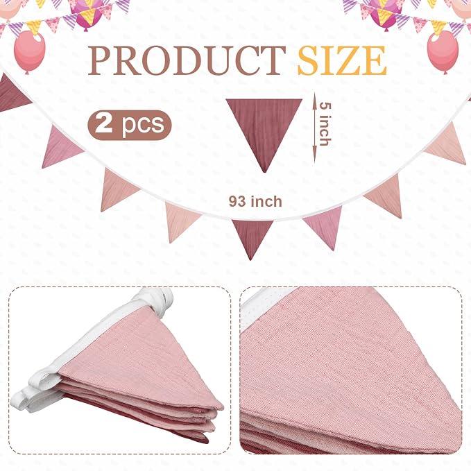 Oudain 2 Pcs Pennant Banner Flags Nursery Garland Triangle Bunting Flags - Image 2