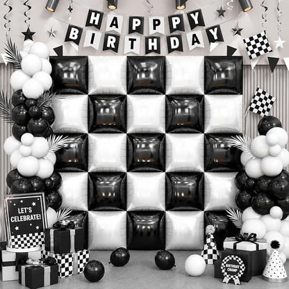 HILAVO Black and White Square Foil Balloon Wall by HILAVO