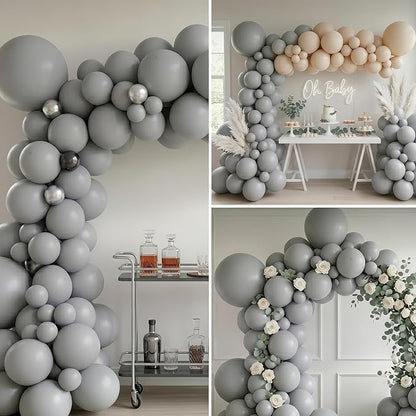 96Pcs 5/10/12/18 Inch Matte Gray Latex Balloon Garland Arch Kit | Gray Balloons - Image 5