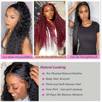 180% Density HD Transparent Deep Wave Lace Front Wigs Human Hair 13X4 Curly Wigs for Black Women Deep Wave Lace Frontal Wet and Wavy Wig Pre Plucked with Baby Hair 24 Inch Natural Black