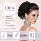RUWISS Claw Clip Short Human Hair Ponytail Extension with Bendable Metals for DIY Styles Straight Messy Bun Hair Piece for Women Hairpieces for Daily Wear, 9 Inch Salt and Pepper