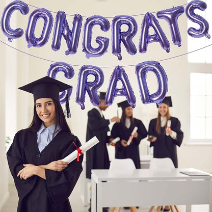 16 Inch Purple Congrats Grad Banner Balloons, Graduation Decorations 2026 - Image 3