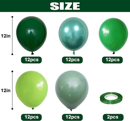 Togvu Green Balloons, 60 Packs 12 Inch Different Shades Dark Emerald Lime - Image 2