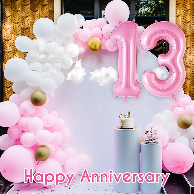 Pink Number 13 Balloon, 40 Inch Big Large Foil Helium Number Balloons, Giant - Image 6