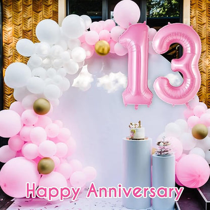 Pink Number 13 Balloon, 40 Inch Big Large Foil Helium Number Balloons, Giant - Image 6