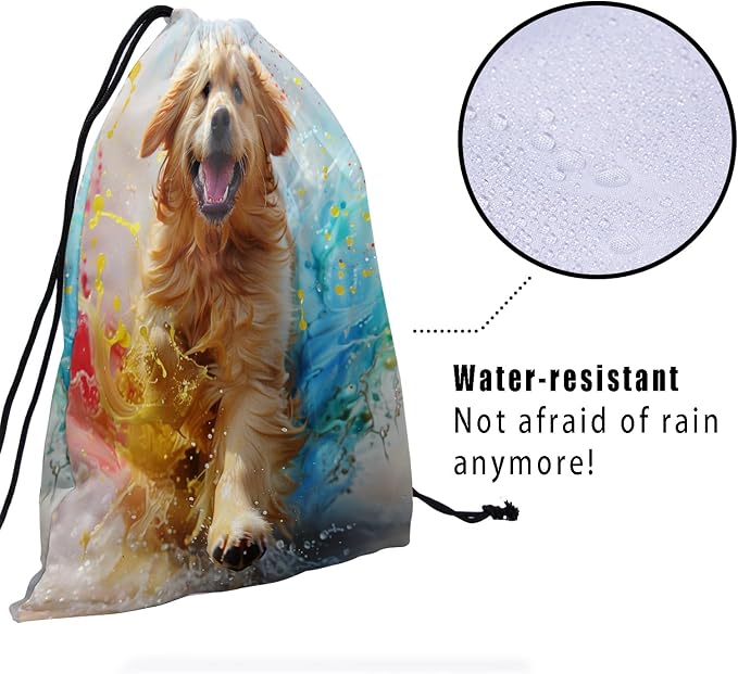 Giwawa Golden Retriever Gymnastics Grip Bags Puppy Dog Drawstring Grip Bag Gym - Image 4