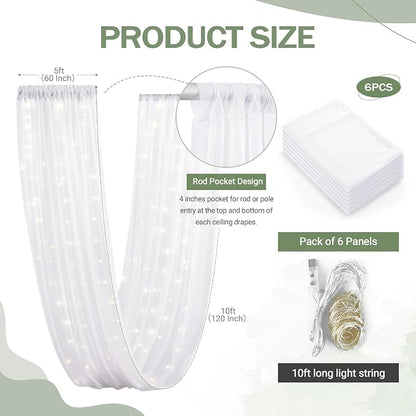 6 Panels White Ceiling Drapes - Image 5