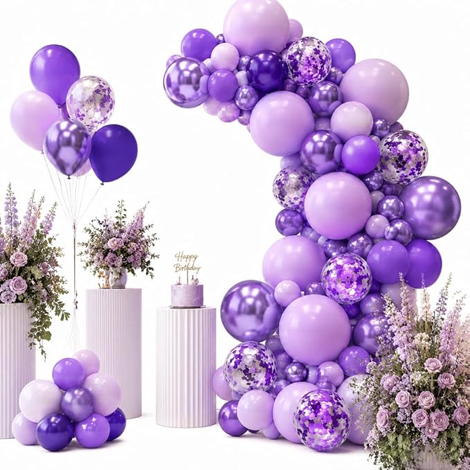 Purple Shades Balloons Garland Arch Kit by OuMuaMua