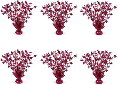 PMU 6 Pack Bursting Star Metallic Foil Spray Centerpiece- Burgundy Prismatic by PMU